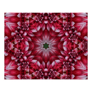Kaleidoscopic Crimson Dahlia Poster
