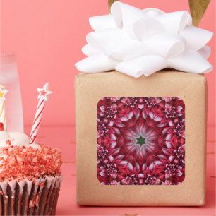 Kaleidoscopic Crimson Dahlia Square Sticker
