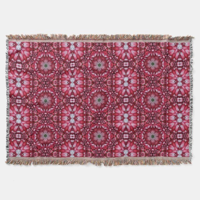 Kaleidoscopic Crimson Dahlia  Throw Blanket (Front)