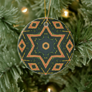 Kaleidoscopic Croton Leaf - "Star2" Ceramic Ornament