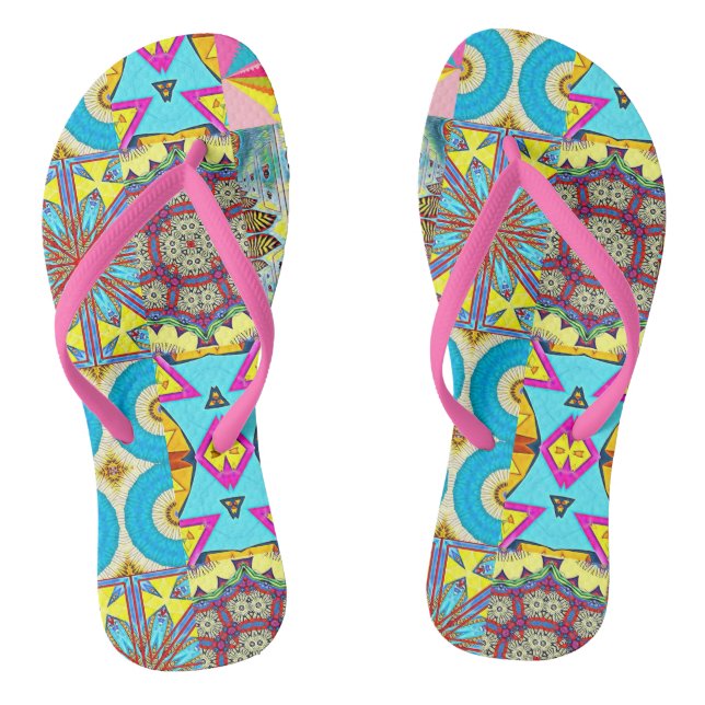 KALEIDOSCOPIC DESIGNER COLLAGE THONGS (Footbed)