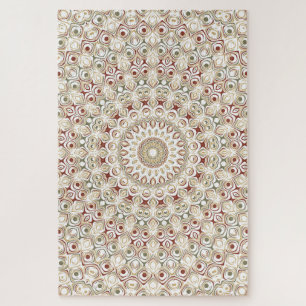 Kaleidoscopic Earthy Neutral Mandala Design Jigsaw Puzzle