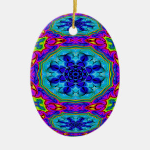 Kaleidoscopic Egg Ornament.2 Ceramic Tree Decoration