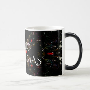 Kaleidoscopic Flower Design Red Black and White Magic Mug