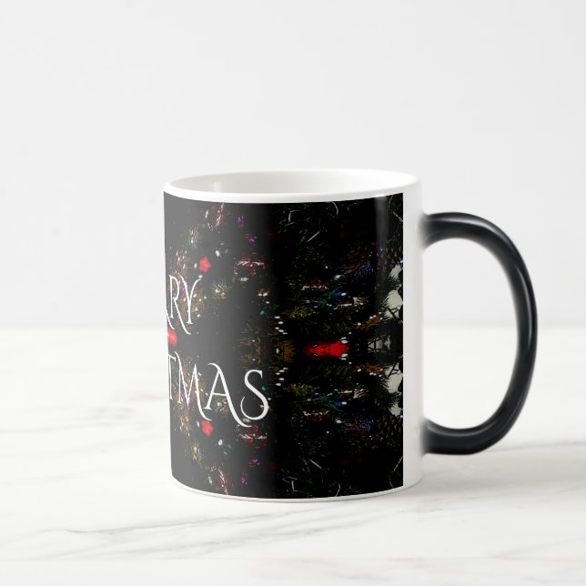 Kaleidoscopic Flower Design Red Black and White Magic Mug (Right)