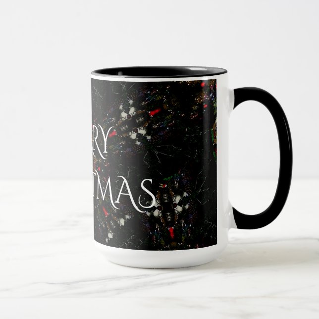 Kaleidoscopic Flower Design Red Black and White Mug (Right)