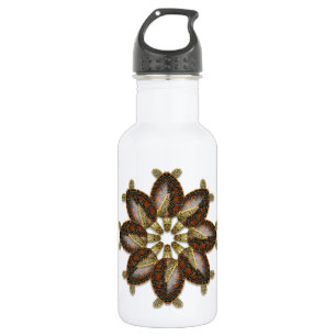 Kaleidoscopic Green Turtle Water Bottle