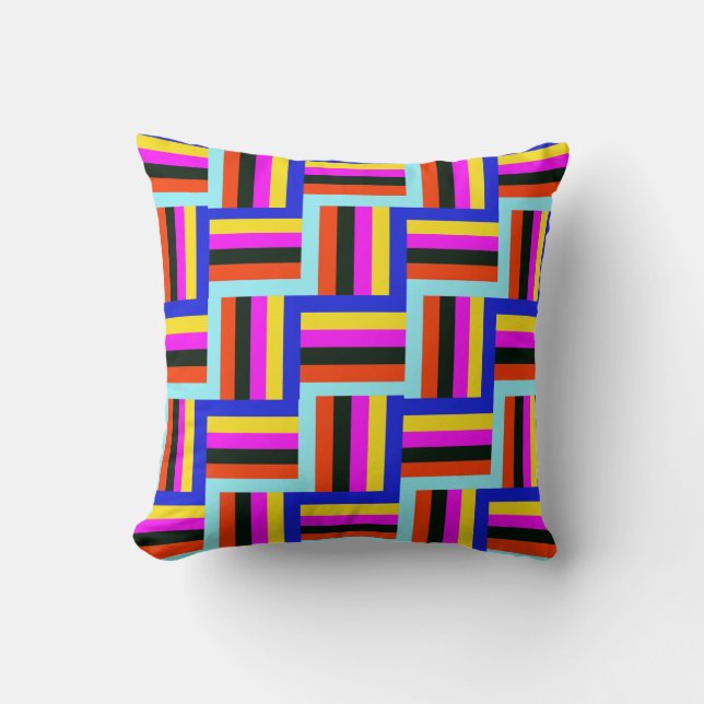 Kaleidoscopic Grid Plaid Cushion (Front)
