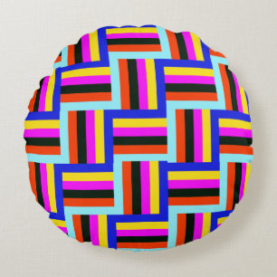 Kaleidoscopic Grid Round Cushion