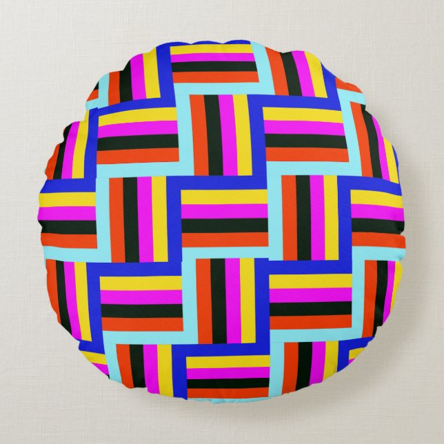 Kaleidoscopic Grid Round Cushion (Front)