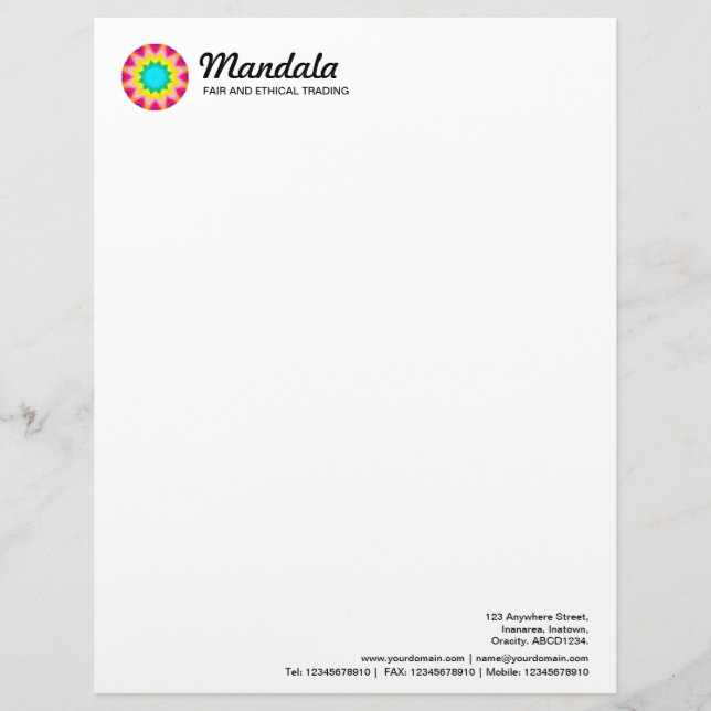 Kaleidoscopic Mandala 016 Customized Letterhead (Front)