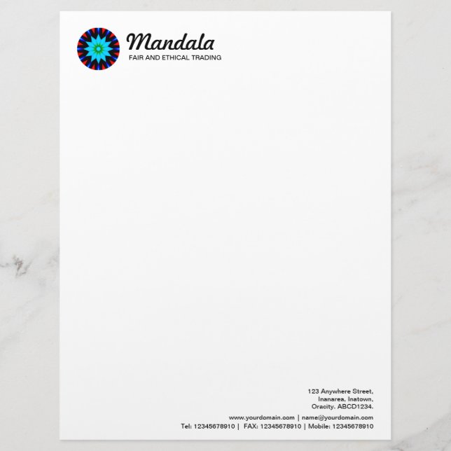 Kaleidoscopic Mandala 018 Custom Letterhead (Front)