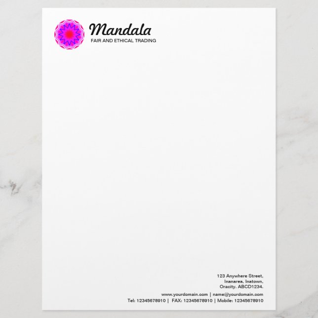 Kaleidoscopic Mandala 026 Customized Letterhead (Front)