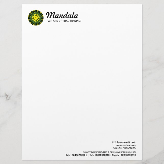 Kaleidoscopic Mandala 037 Custom Letterhead (Front)