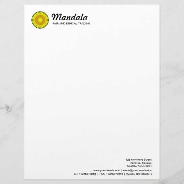 Kaleidoscopic Mandala 039 Letterhead Design (Front)