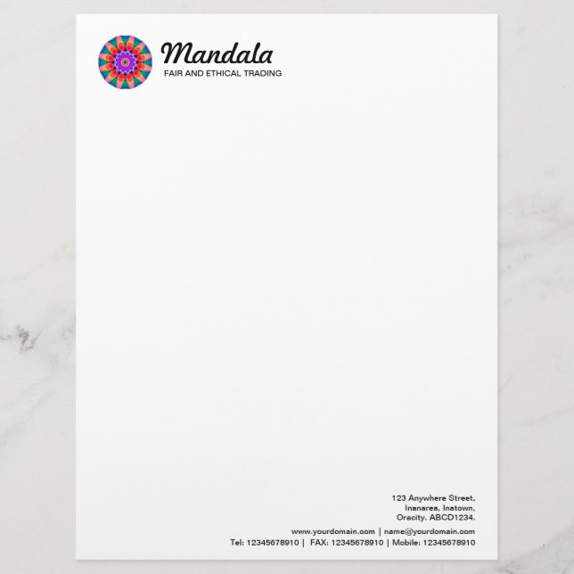Kaleidoscopic Mandala 03 Letterhead Template (Front)