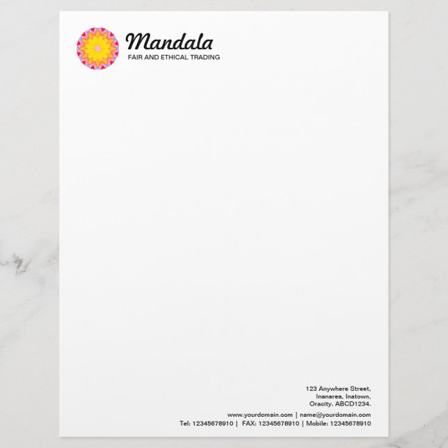 Kaleidoscopic Mandala 07 Customised Letterhead (Front)