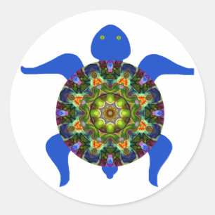 Kaleidoscopic Mandala Turtle Design.8 Classic Round Sticker
