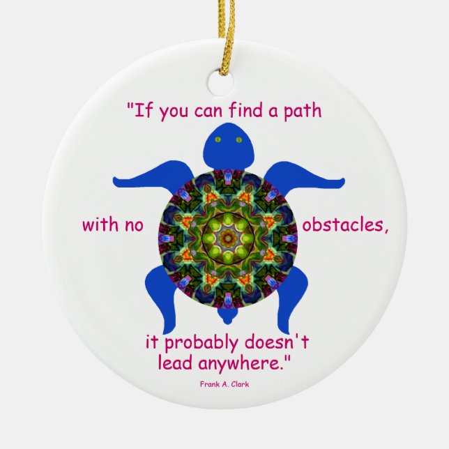 Kaleidoscopic Mandala Turtle Ornament.1 Ceramic Tree Decoration (Front)