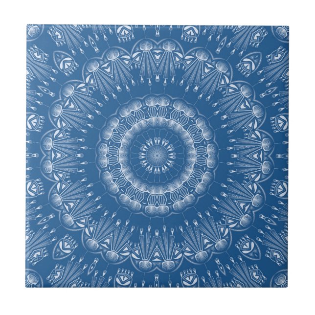 Kaleidoscopic mosaic abstract circle ornamental na ceramic tile (Front)