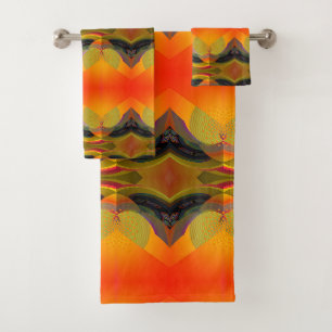 Kaleidoscopic Orange  Bath Towel Set