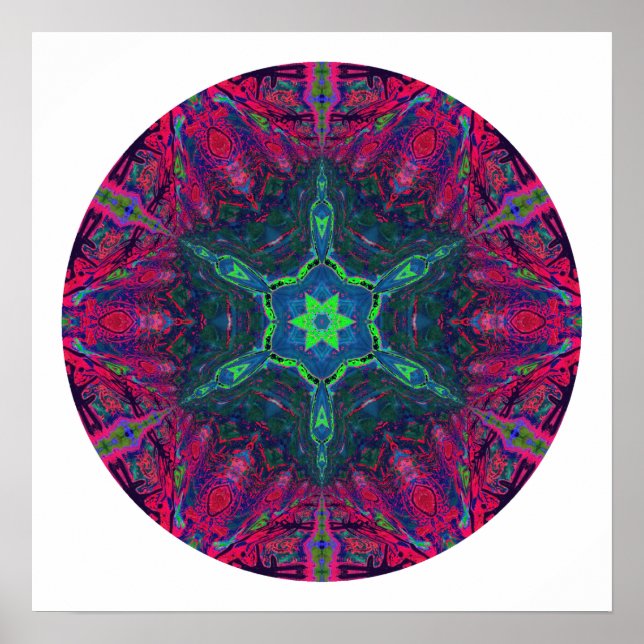 Kaleidoscopic Snowflake Mandala 2 Poster (Front)