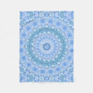Kaleidoscopic summer circle mosaic print blue colo fleece blanket