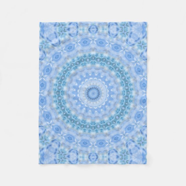 Kaleidoscopic summer circle mosaic print blue colo fleece blanket (Front)