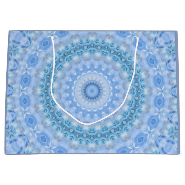 Kaleidoscopic summer circle mosaic print blue colo large gift bag (Front)