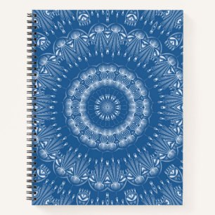 Kaleidoscopic summer circle mosaic print blue colo notebook
