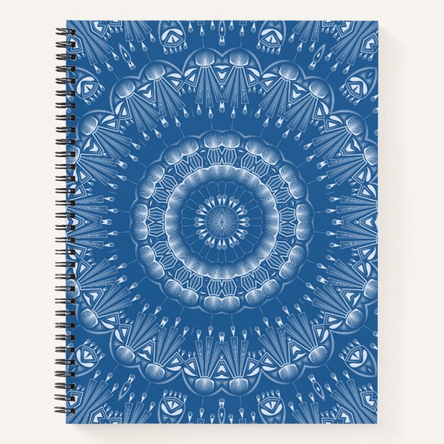 Kaleidoscopic summer circle mosaic print blue colo notebook (Front)