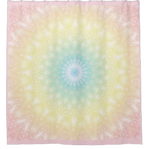 Kaleidoscopic summer circle mosaic print pastel co shower curtain