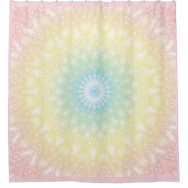 Kaleidoscopic summer circle mosaic print pastel co shower curtain (Front)