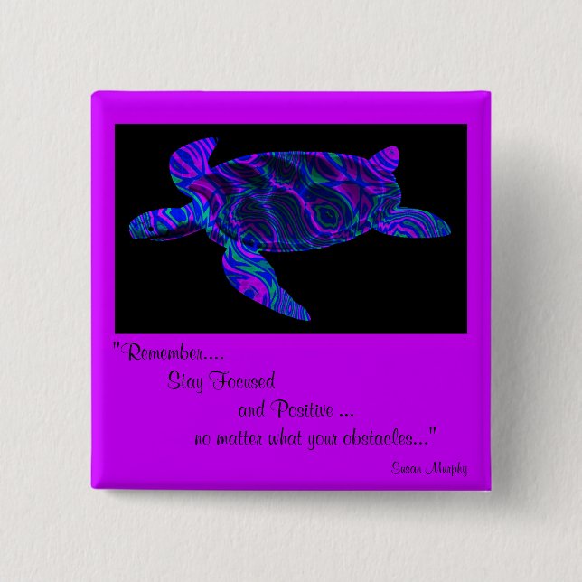 Kaleidoscopic Turtle Design Button.1 15 Cm Square Badge (Front)