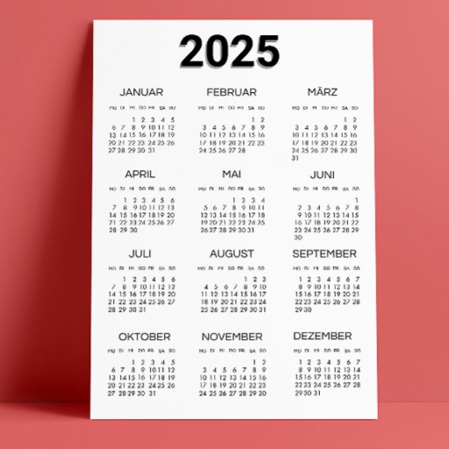 Kalender Deutsch 2025 Black And White Minimalist Invitation (Kalender Deutsch 2025 Black And White Minimalist Invitation)