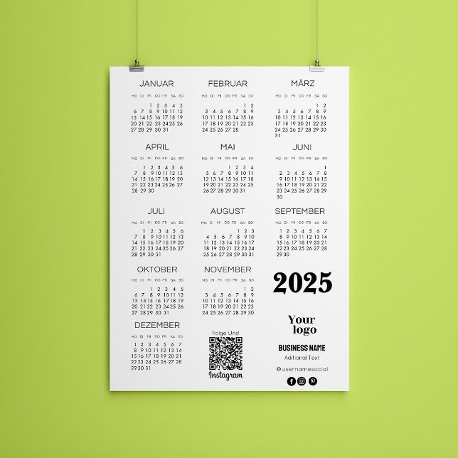 Kalender Deutsch 2025 Full Year Calendar Qr Code  Invitation (Kalender Deutsch 2025 Full Year Calendar Qr Code Invitation)