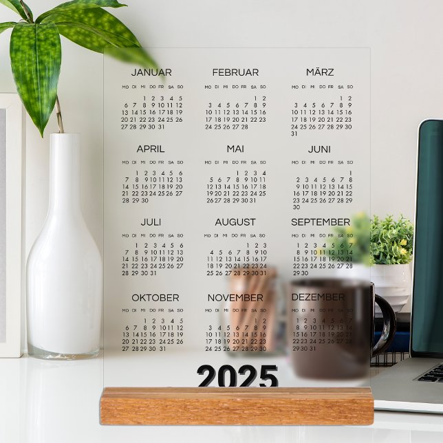Kalender Deutsch 2025 Yearly Modern Acrylic Sign (Kalender Deutsch 2025 Yearly Modern Acrylic Sign)