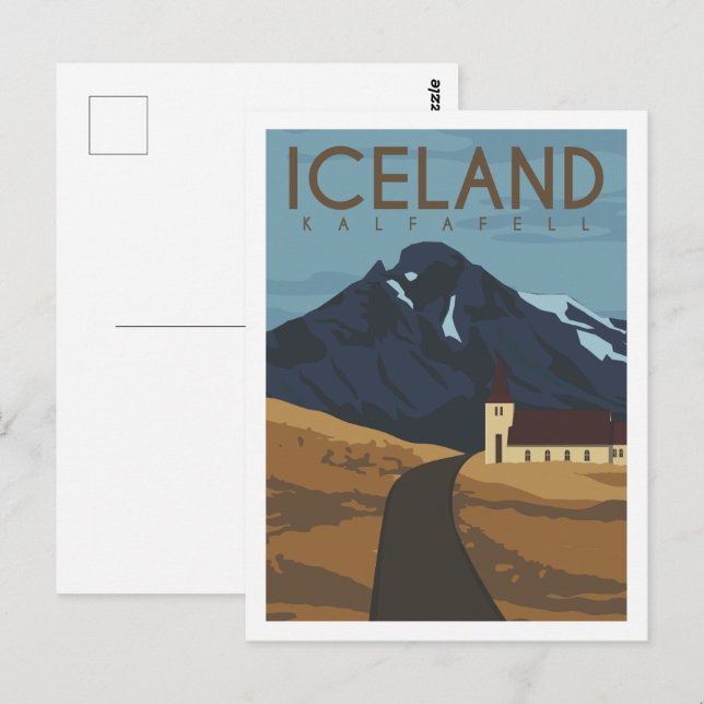 Kalfafell Iceland Famous Travel Place Illustration Postcard (Front/Back)