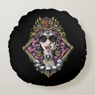 Kali Gothic Hindu Goddess Round Cushion