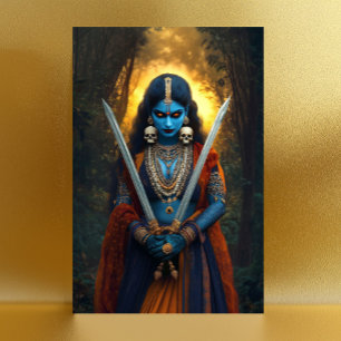 Kali Hindu Goddess Portrait Painting Dark Fantasy  Postcard