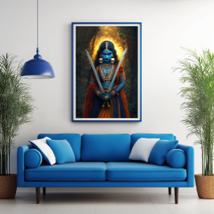 Kali Hindu Goddess Portrait Painting Dark Fantasy Poster