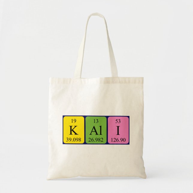 Kali periodic table name tote bag (Front)