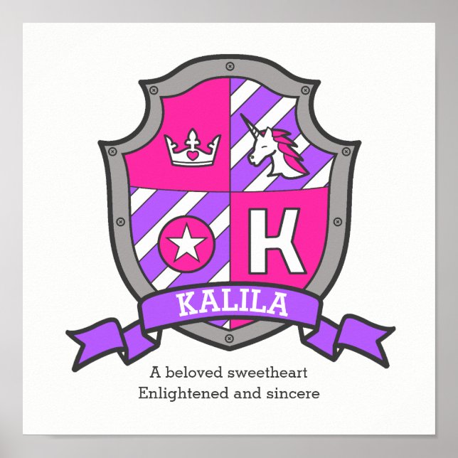 Kalila custom name meaning pink purple letter K Poster (Front)