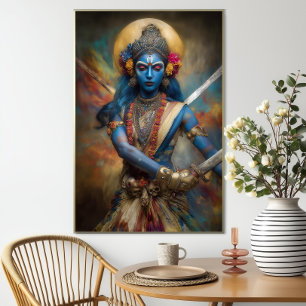 Kali's Warrior Meditation: Shakti Goddess Painting Poster