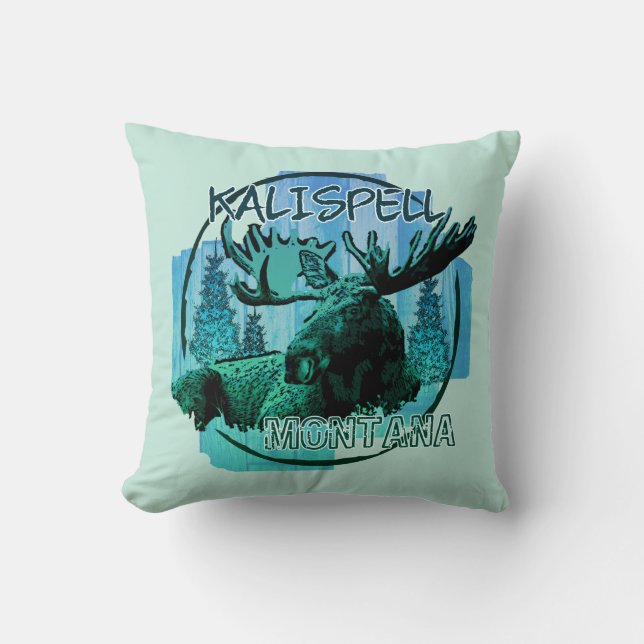 Kalispell Montana rustic moose pillow (Front)