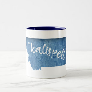 Kalispell Montana Wood Grain Two-Tone Coffee Mug