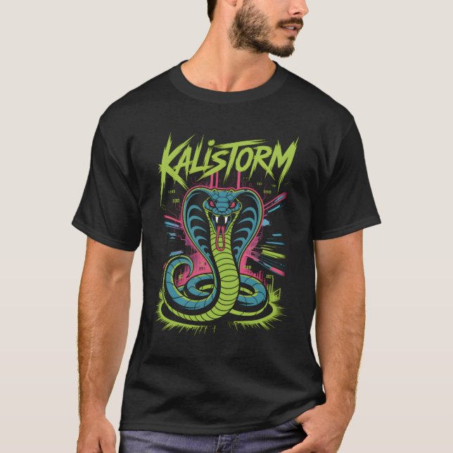 KALISTORM – Cyber Cobra Graffiti Tech Design T-Shirt (Front)