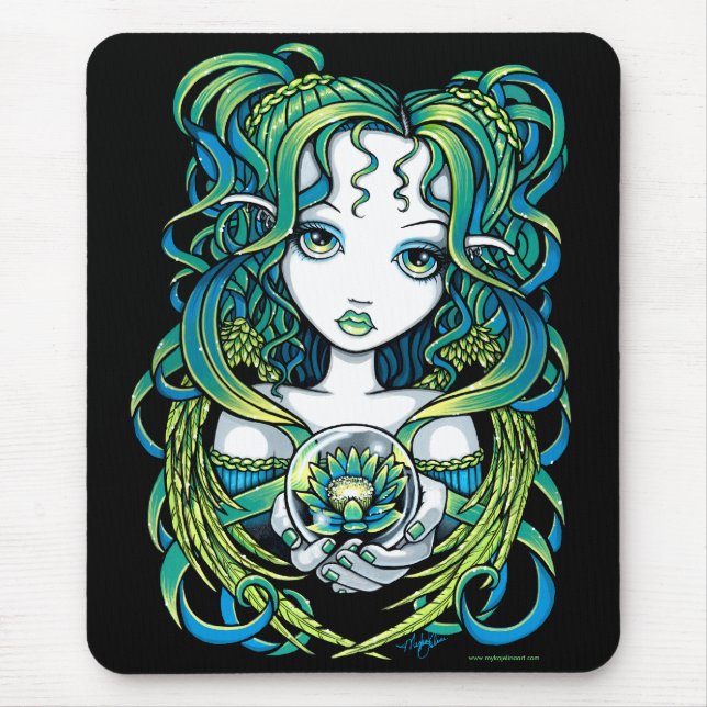 "Kallan" Green Lotus Water Angel Mousepad (Front)