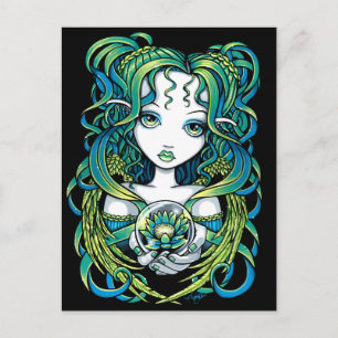 "Kallan" Green Lotus Water Angel Postcard