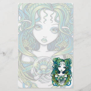 "Kallan" Green Lotus Water Angel Stationery